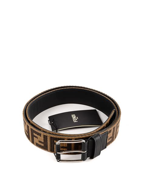 fendi double-f buckle striped leather belt|fendi belts for men.